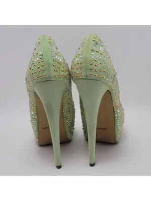 Kiss Kouture Celine Light Mint Green Peep Toe Beaded Platform Heels Size 8.5 thumbnail 8