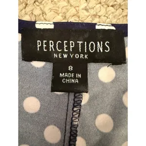 Polka Dot Faux Wrap Midi Dress Navy White Knotted Waist Short Sleeve Size 8 thumbnail 4