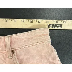 Zara Womens Size 4 Pink Mid‎ Rise Button Fly Denim Jean Shorts Boho Festival thumbnail 7