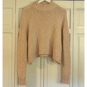 American Eagle pink cropped mock neck knit sweater thumbnail 3