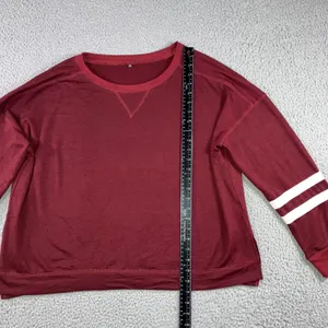 Varsity Stripe Oversized‎ Sweatshirt Women 2XL Maroon Preppy Retro Relaxed Fit thumbnail 5
