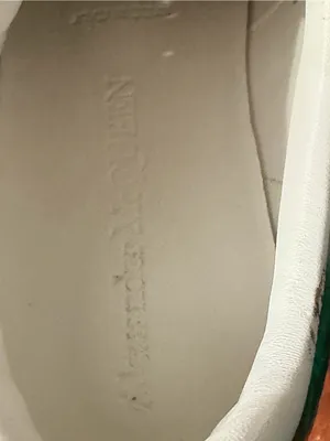 Alexander McQueen White Leather Platform Sneakers with Green Croc Heel thumbnail 8