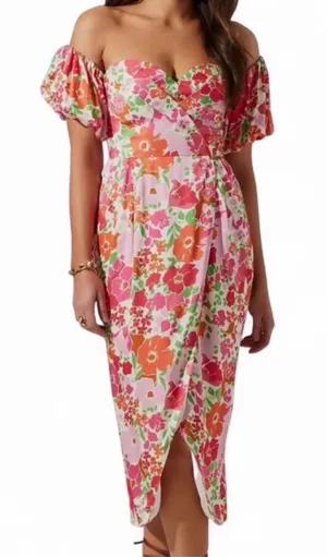 ASTR Label Pink Floral Midi Dress thumbnail 1