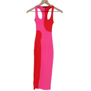 Naked Wardrobe Pink Red Colorblock Ribbed Racerback Midi Dress XS thumbnail 2