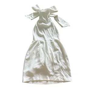 Sau‎ Lee Patsy Backless Mini Dress Size 6 US Ivory Halter Crepe Bow Sash thumbnail 3