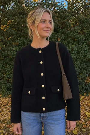J. CREW Cinched Waist Black Sweater Jacket Size XL thumbnail 1