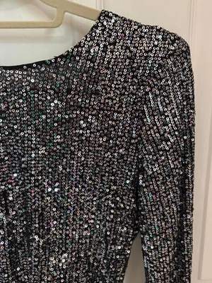 Lulus Shimmering Love Grey Sequined Cowl Back Bodysuit thumbnail 8