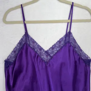 Victoria's Secret Large Slip Dress Purple Satin Lace Vintage Gold Label Nightie thumbnail 3