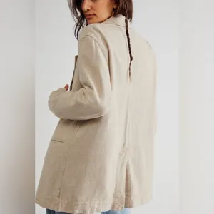 We‎ The Free Oversized Linen Blend Beckett Boyfriend Blazer Jacket in Oatmeal XS thumbnail 6