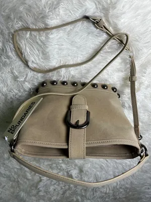 No Boundaries Moto Bucket Bag Beige Studded Crossbody Shoulder Purse NWT thumbnail 1