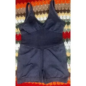 JoyLab Black Seamless Short Active Bodysuit V-Neck Ribbed Workout Romper L thumbnail 3