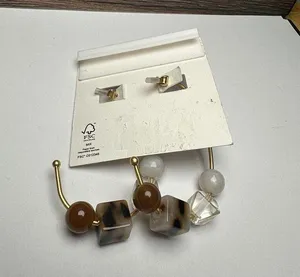Madewell Chunky Bead Hoop Gold Tone Pierced Earrings NWT thumbnail 7