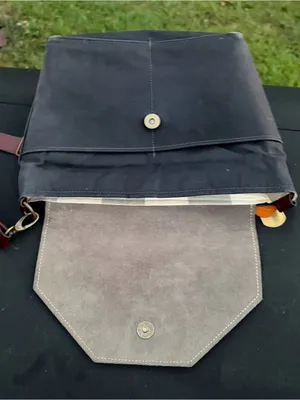 R. Riveter Patton Black Canvas & Brown Leather Crossbody Bag thumbnail 12
