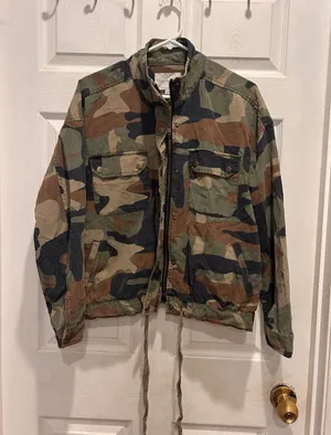 Lucky‎ Brand Womens Camo Utility Jacket Green Brown M Full Zip Military Canvas thumbnail 1