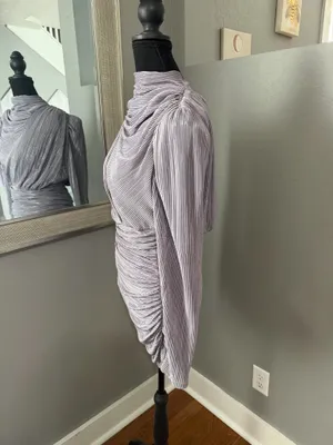 Sabina Musayev x Revolve Maya mini dress lavender metallic foil pleated small thumbnail 6