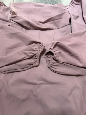 Princess Polly Draped Square Neck Puff Sleeve Mini Dress in Blush thumbnail 5