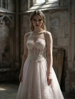 PC Mary’s Blush Princess Beaded Corset Gown Strapless Boned Bodice Prom/Wedding thumbnail 16