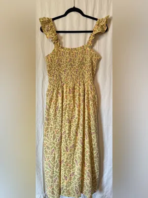 Dip Yellow Floral Smocked Maxi Dress XL thumbnail 2