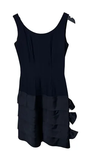 Claire Angrist Vintage Black Tiered Bow Cocktail Dress Sleeveless Scoop‎ Neck thumbnail 1