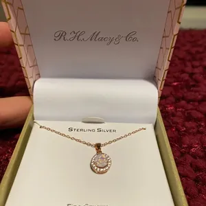 R.H.Macy & Co Sterling silver rose gold tone with fine crystal pendant necklace thumbnail 4