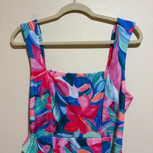 Show Me Your Mumu Eden Midi Dress Hibiscus Punch Tropical Floral thumbnail 3