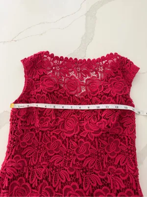 Tracy Reese Red Floral Lace High-Low Dress thumbnail 11