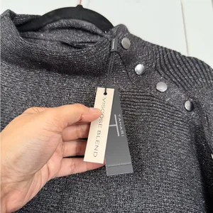 Tahari Metallic Grey Button Detail Viscose Blend Sweater MSRP$88 NWT thumbnail 3