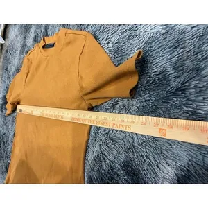 MAEVE Anthropologie Womens Size XL Shirt Short‎ Sleeve Ribbed Mustard Yellow. thumbnail 6