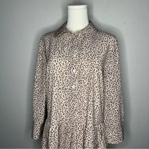 Tuckernuck Hayes Beige Brown Leopard Print Drop Waist Mini Shirt Dress thumbnail 4