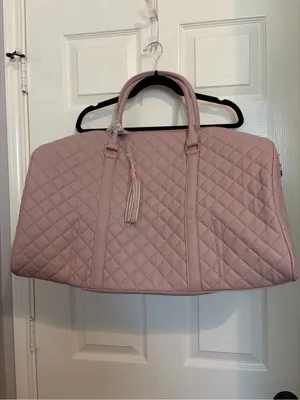 New Ms Lovely quilted pink/mauve WEEKENDER DUFFEL BAG SATIN lining rose gold thumbnail 3