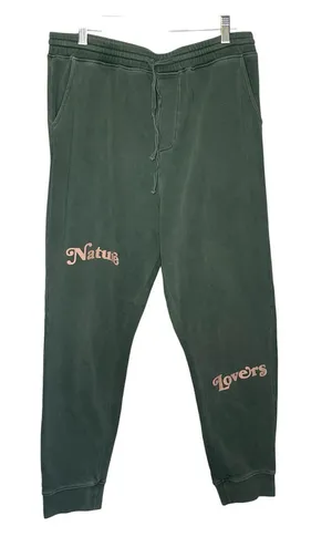 Peanut Butter Jelly Sage Green Nature Lovers Graphic Sweatpants Sz L Joggers thumbnail 1