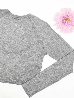 Lululemon Swiftly Tech Cropped Long-Sleeve Shirt 2.0 Slate Grey/White Top thumbnail 9