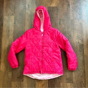 Faded Glory hot pink/pink reversible hooded puffer jacket, juniors size XL 14/16 thumbnail 7