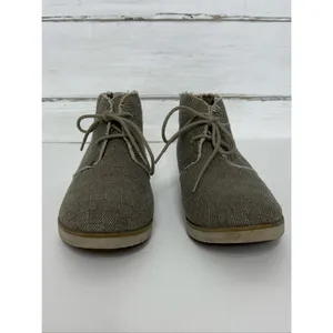 Bearpaw Cher Women's Taupe Canvas Frayed Lace Up Chukka Ankle Boots Shoe Size 9 thumbnail 3