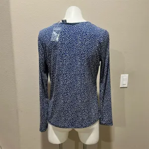 Tahari Women's M Blue Polka Dot V-Neck Long Sleeve Blouse New thumbnail 7