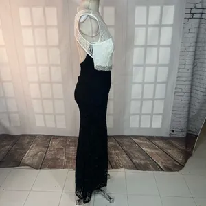City Studio White Black Sparkle Lace Embellished Waist Formal Gown Size 0 thumbnail 5