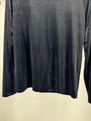 Ralph Lauren Black Women's velvet velour long sleeve Top L casual winter holiday thumbnail 7
