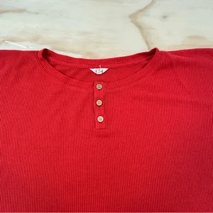 Eberjey Red Cozy Waffle Henley Short Sleeve Long Pants‎ Pajama PJ Set Red XS thumbnail 8