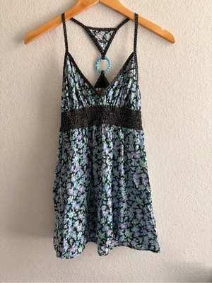 Free People Y2K Floral Boho Babydoll Cotton Racerback Tank Top Size S thumbnail 8