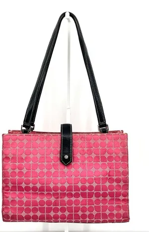 Vintage Y2K Kate Spade Noel Dot Pink Jacquard Black Leather Tote Shoulder Bag thumbnail 1