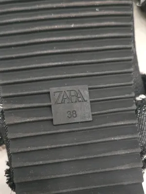 Zara Woman's Black Denim Slip-On Sandals With Buckle Size 7.5US/ 38 thumbnail 7