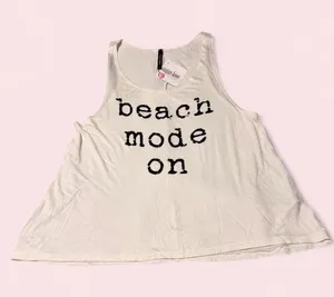 Boutique White Graphic 'beach mode on' Tank thumbnail 1