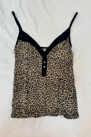 Y2K Akron Collection Leopard Print Rhinestone Cami Top Size M thumbnail 1