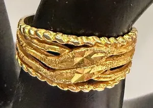 Gold Tone Textured Stacking Band Layered Ring Statement Fashion Jewelry Sz 5.75 thumbnail 1
