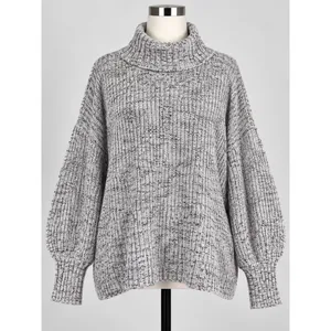 OFFLINE by Aerie Gray Marled Comfy Cotton Oversized Turtleneck Sweater Large thumbnail 2