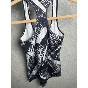 Lululemon Womens Racerback Tank Top Black White‎ Sleeveless Stretch Yoga thumbnail 9