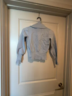 Magaschoni Light Blue Full Zip Ribbed Turtleneck Sweater thumbnail 3