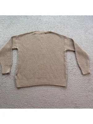 Old Navy Women’s Small Taupe Waffle Knit Tunic Sweater Cotton Viscose Crewneck thumbnail 2