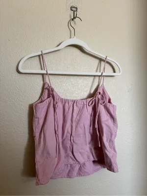 Abercrombie & Fitch Linen Cami Tank Top Sz M NEW Pink Scarlett thumbnail 5