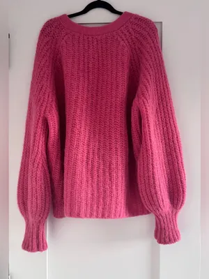 Sezane Basile Cardigan Pop Pink Alpaca Wool Chunky Knit Sweater XS thumbnail 7